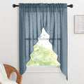 RYB HOME Kitchen Window Curtains Valances - Light Filter Semi Transparent Short Curtains for Small Window, Bathroom, Basement, Cafe, Living Room, Home Decor, W 36 x L 63, Stone Blue, 1 Pair