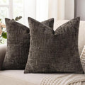 decorUhome Dark Brown Chenille Euro Sham Throw Pillow Covers 26x26 Set of 2 Textured Soft Cozy Slubby Couch Pillow Covers Modern Farmhouse Boho Decorative Pillow Cases for Bed Sofa Living Room