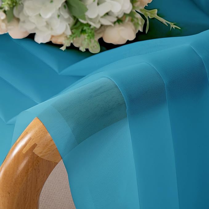 Lecloud Turquoise Sheer Curtains 84 Inches Long 2 Panels, Light Filtering Voile Curtain Drapes for Bedroom Living Room, Dual Rod Pocket Semi Sheer Window Treatments, 40 W x 84 L Inches