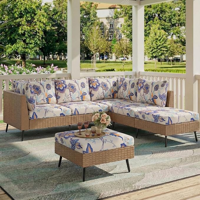 hyha Printed Couch Cushion Covers, Floral Sofa Covers Washable for 3 Cushion Couch, Stretch Pattern Outdoor Cushion Covers for Patio Furniture with Elastic Bottom(Large, Vintage Flower)