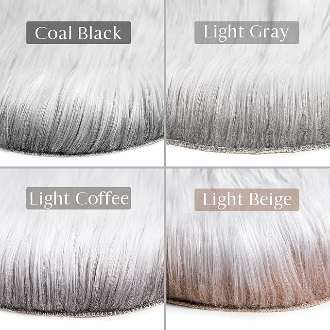 Ashler faux fur rug, Fluffy Shaggy Area Rug Ultra Soft 2 x 2.9 Feet Rectangle Fur Rug Frosted Bottom Gray Fuzzy Rug Machine Washable Shag Rug, Nursery Decor Throw Rugs for Bedroom, Living Room
