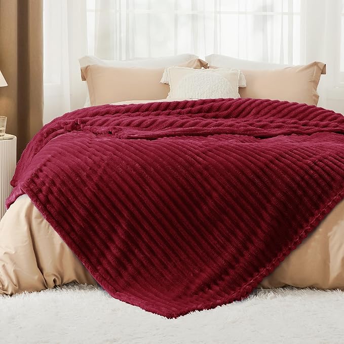 Bedsure GentleSoft Red Blanket for Couch - Cozy Soft Blankets for Women, Cute Small Throws for Girls, 90x90 Inches