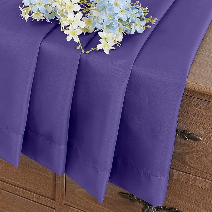 Purple Window Sheer Curtains 54 inch Length, Soft Airy Light Filtering Sheer Curtain 2 Panels Set, Dual Rod Pocket Gauze Purple Drapes for Living Room Bedroom, 2x42Wx54L Inches