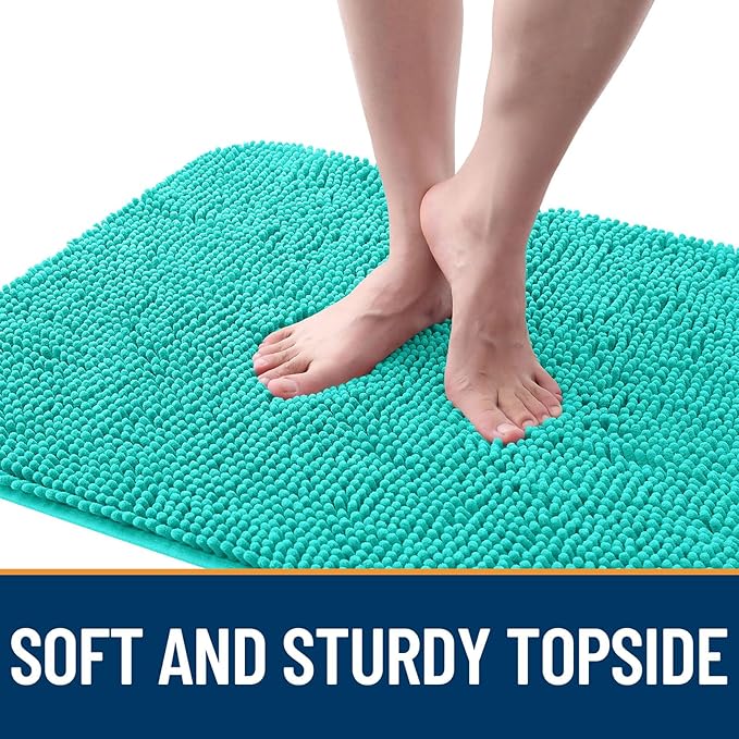OLANLY Dog Door Mat for Muddy Paws 48x30, Absorbs Moisture and Dirt, Absorbent Non-Slip Washable Doormat, Quick Dry Chenille Mud Mat for Dogs, Entry Indoor Entryway Carpet for Inside Floor, Teal