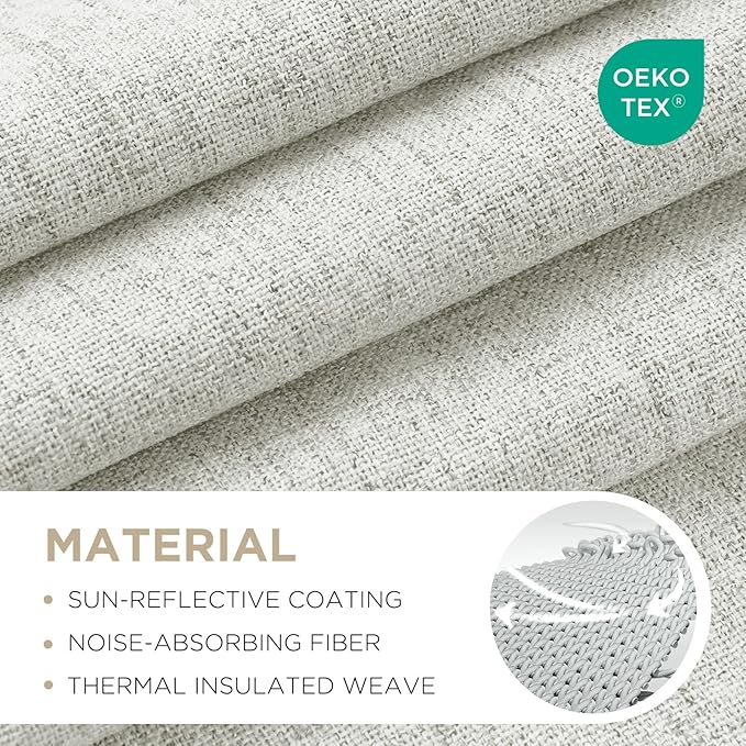 Joydeco Linen Blackout Curtains for Bedroom - 100% Light Blocking 1 Panels, White Drapes 100" W x 96" L, Thermal Insulated Room Darkening Curtains for Living Room, Rod Pocket & Back Tabs