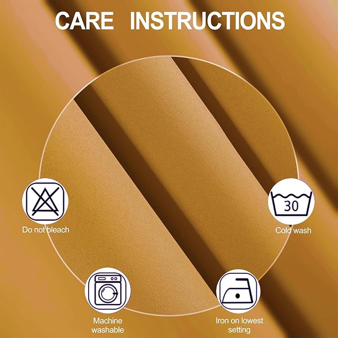 LEMOMO Mustard Yellow Thermal Blackout Curtains/52 x 54 Inch/Set of 2 Panels Room Darkening Curtains for Bedroom