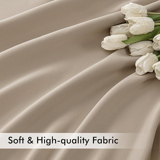 MIULEE Taupe Back Tab Blackout Curtains 63 Inch Length 2 Panels Set for Living Room Bedroom Privacy, Rod Pocket/Pinch Pleat Thermal Insulated Room Darkening Pleated Light Blocking Drapes