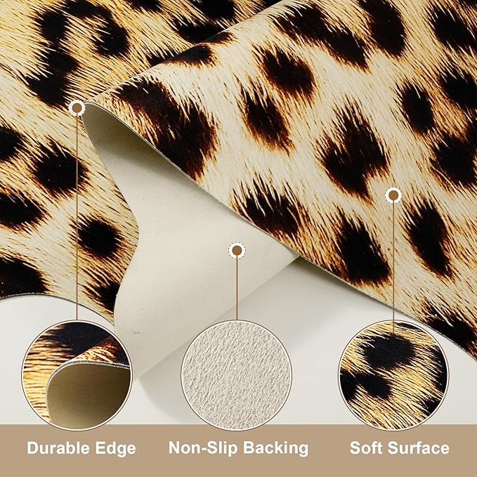 AROGAN Western Decor Faux Fur Leopard Rug, 8 x 10 Feet Premium Animal Skin Leopard Hide Rug, Sturdy Cheetah Print Rugs for Wall Decor, Western Floor Carpet for Bedroom Living Room, Black and Gold