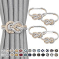 NICEEC 4 Pack Mini Magnetic Curtain Tiebacks Nordic Simple Style Drape Tie Backs Elegant Hand Weave Rope Knot Decorative Curtain Holdbacks for Home & Office Thin Window Drapery (Grey & Beige)
