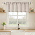 OVZME Valance for Windows, Light Filtering Faux Linen Textured Small Kitchen Valances for Windows, Dual Rod Pocket Farmhouse Short Curtain for Bathroom Basement, 52Wx18L inch, 1 Piece, Linen Color