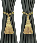 Fenghuangwu 2 Pack Curtain Tie Backs Rope Tassels for Curtains Drape tiebacks Handmade Outdoor Home and Outdoor Decorative (Gold, 2p)