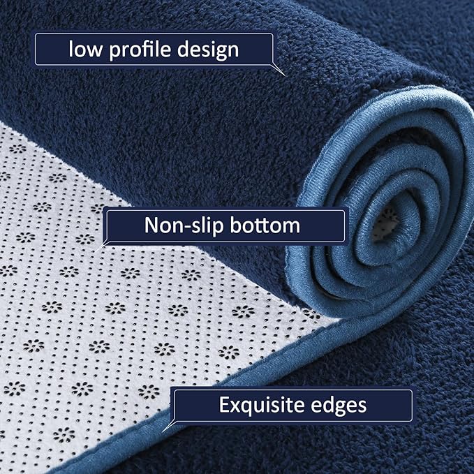 AROGAN Modern Shag Area Rug for Living Room, 5x7 Feet Washable Rugs for Bedroom, Indoor Floor Carpet, Plush Memory Foam Bedside Rugs for Kids Girls Teens Low Pile, Navy Blue