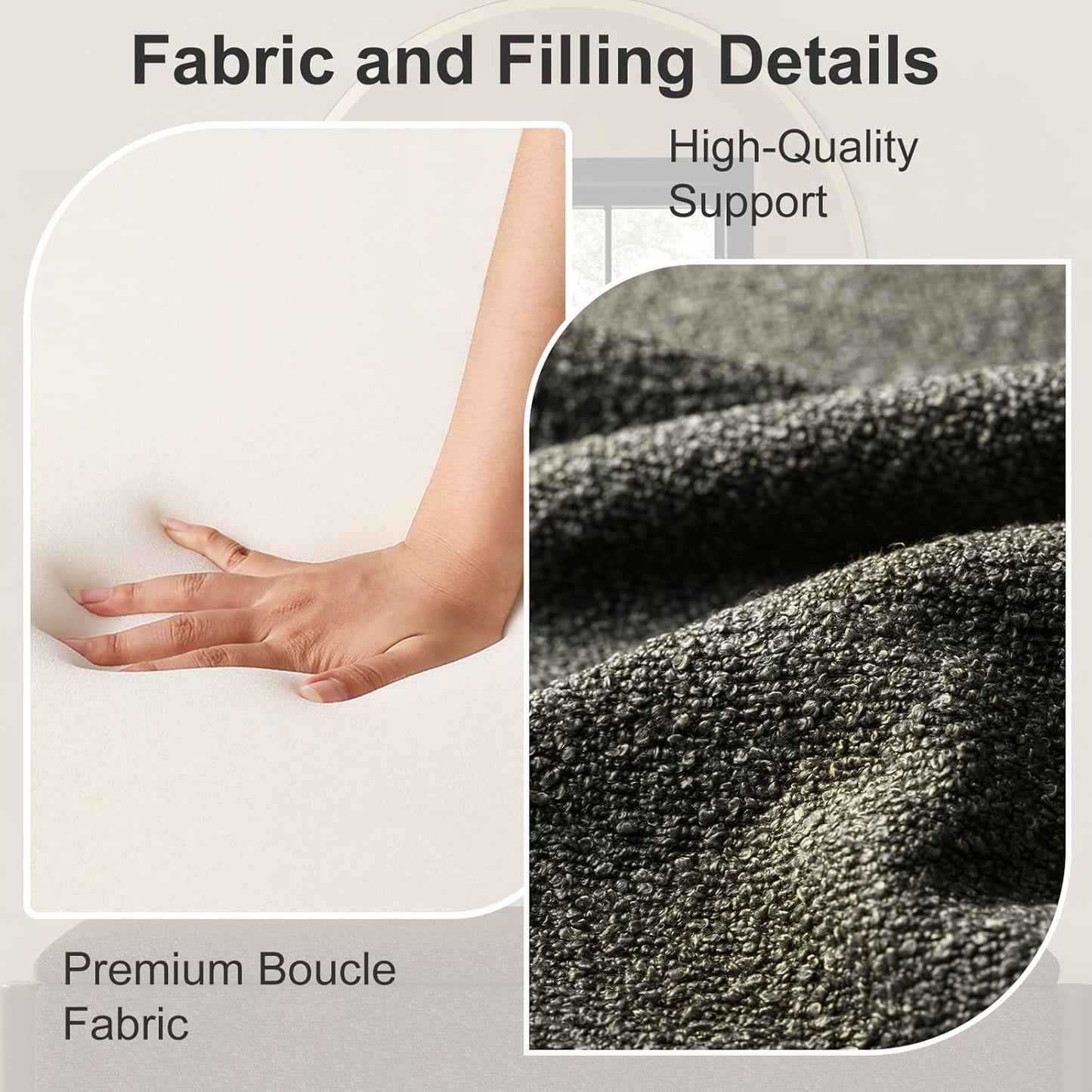 Storage Ottoman Bench, End of Bed Bench for Bedroom, 47" Boucle Upholstered Entryway Shoe Seat Benchs, Holds up to 660 lb Storage Ottoman, Padded Blanket Chest Stool Foot Rest for Living Room Grey