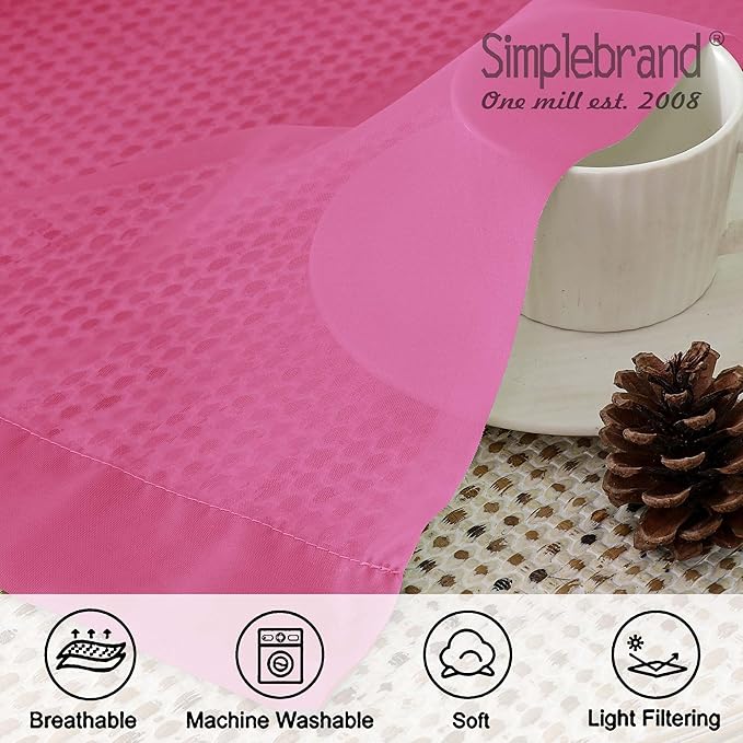 Simplebrand Hot Pink Sheer Curtains 72 Inches Long 2 Panels for Living Room, Rod Pockets Airy Window Treatments Voile Sheer Black Curtains Panels Lightweight for Front Back Patio Glass Door, 42" Width