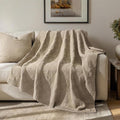 EVERGRACEHOME Modern Checkered Chenille Throw Blanket, Soft Cozy Plaid Knitted Chair Blanket for Sofa Couch, Decorative Knit Throw for Bed and Living Room, Sand Dune, 50" x 60"