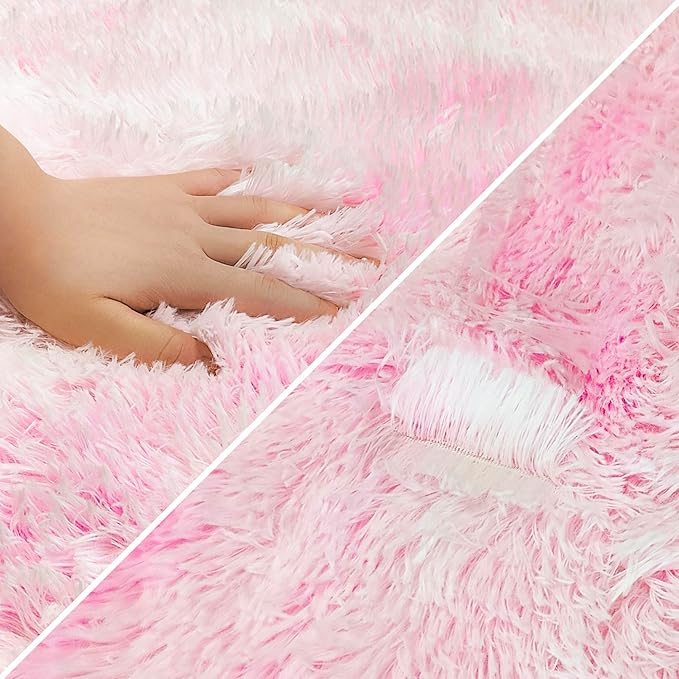 Small Area Rug for Bedroom 3x5ft Mini Tie-Dye Pink Fluffy Rug Mat Bedside Throw Rug for Kids Room Boys Teens Nursery Baby Dorm Living Room Home Decor Aesthetic Carpets for Modern Floor Rug