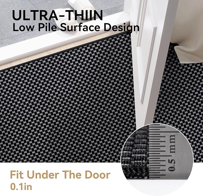 YDKGL 2x8 ft Runners for Hallways Extra Long Woven Washable Kitchen Runner Mat Rugs Non Slip, Soft Entryway Laundry Hall Floor Runner Carpet for Bedroom Hallway Living Room, Black