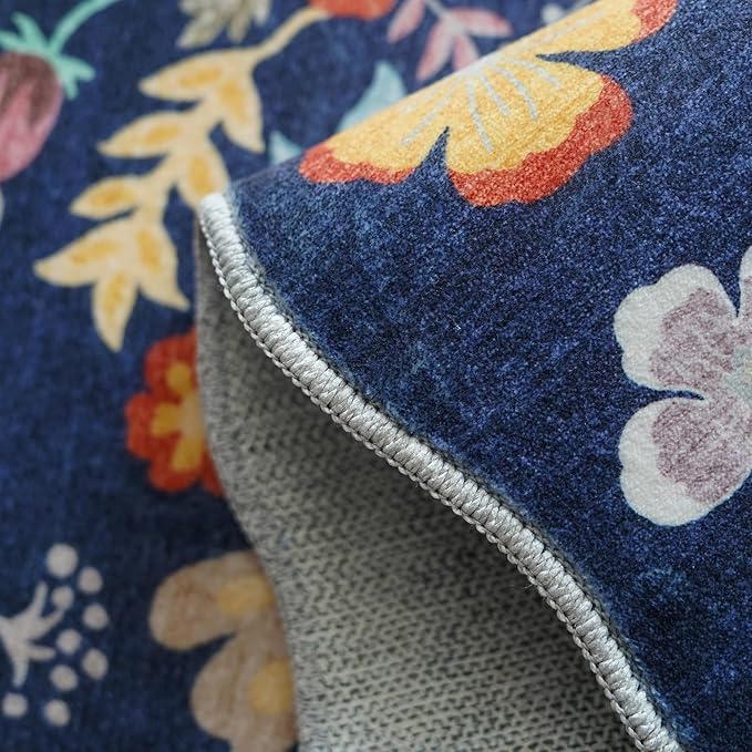 Washable 3x5 Entryway Area Rugs: Ultra Soft Low Pile Carpet for Kitchen Nursery Indoor Light-Weight Doormat Anti-Slip Thin Water-Resistant Rug for Living Room Bedroom Small Floor Mat(3x5,Purple)