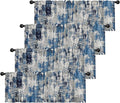 Emvency 4 Pack Valances Window Treatments, Abstract Modern Blue Grey Rustic Navy Drapes Adjustable Curtain for Windows Living Room Kitchen Over Sink, 52x18 Inch Rod Pocket Valances