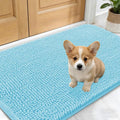 OLANLY Dog Door Mat for Muddy Paws 30x17, Absorbs Moisture and Dirt, Absorbent Non-Slip Washable Doormat, Quick Dry Chenille Mud Mat for Dogs, Entry Indoor Entryway Carpet for Inside Floor, Blue