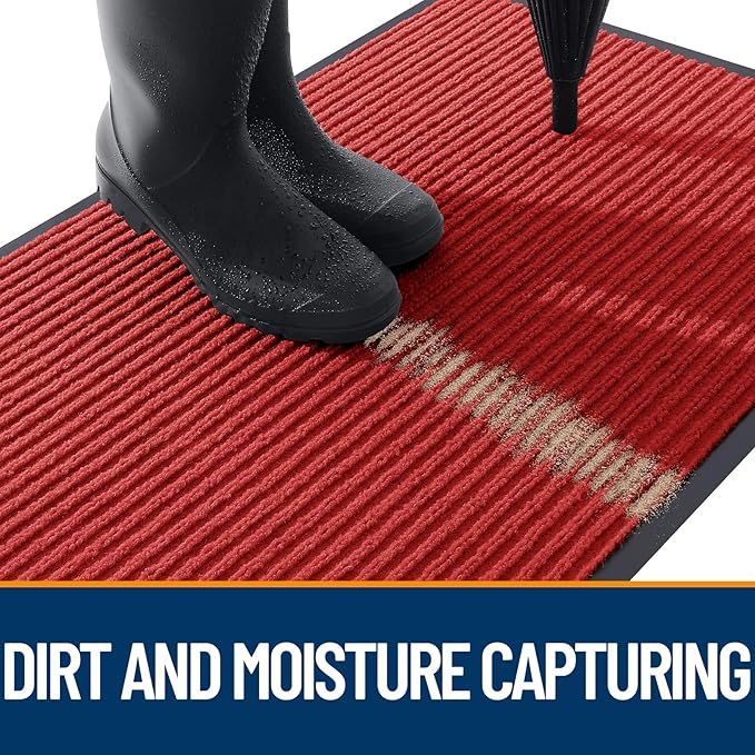 OLANLY Front Door Mat Indoor Outdoor Entrance, Waterproof Heavy Duty Doormat, Fade Resistant, Low Profile, Easy Clean Patio Porch Welcome Floor Mats for Entry, 71x23, Red