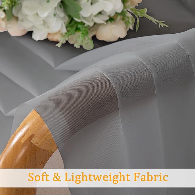Gwine Extra Long Charcoal Grey Sheer Curtains 120 Inches Long 2 Panels Set, Voile Light Filtering Window Drapes for Patio Door/Birthday Party/Hallway Window Guest Room, Each 42Wx120L in, 10FT