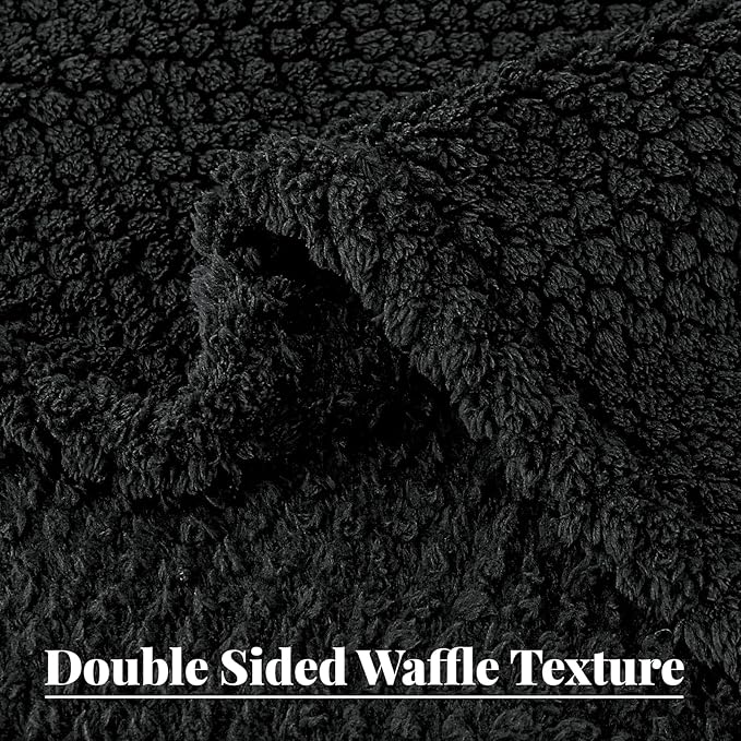 Whale Flotilla Twin Size Fuzzy Fleece Blanket for Bed, 60x80 Inch Fluffy Warm Soft Jacquard Blankets for All Season, Lightweight and Cozy, Black