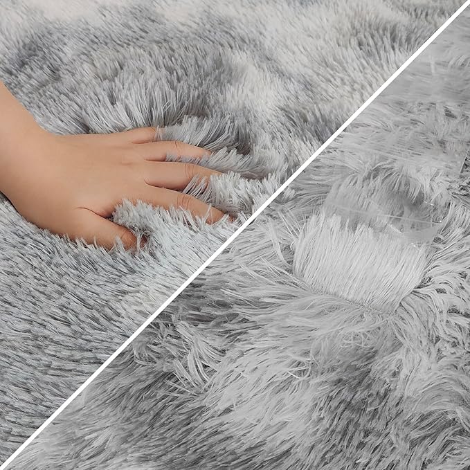 Small Area Rug for Bedroom 3x5ft Mini Tie Dye Grey Fluffy Rug Mat Bedside Throw Rug for Kids Room Boys Teens Nursery Baby Dorm Living Room Home Decor for Modern Floor Rug