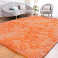 Goideal Fluffy Rug for Bedroom Living Room, 5x7 Orange Area Rugs, Faux Fur Shag Modern Carpet Ultra Soft Girls Boys Room Home Decor, Tie-Dyed