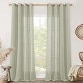 LAMIT 95 Inches Long Sheer Linen Curtains for Living Room 2 Panels, Light Filtering Country Rustic Drapes Farmhouse Window Treatment with Bronze Grommet for Bedroom, Sage Grey, 52 x 95 Inch