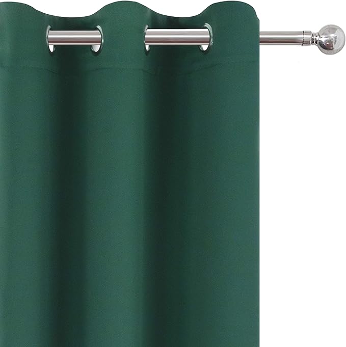 LEMOMO Dark Green Blackout Curtains/42 x 63 Inch/Set of Two Panels Grommet Bedroom Curtains