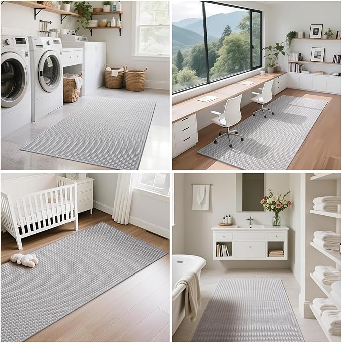 YDKGL 2x3 ft Indoor Door Mat Entryway Rug Non Slip Woven Washable Area Rugs Kitchen Mats for Floor, Front Entry Rug Entrance Doormat for Hall Porch Bathroom Kitchen Bedroom, Easy Clean, Gray 24"x36"
