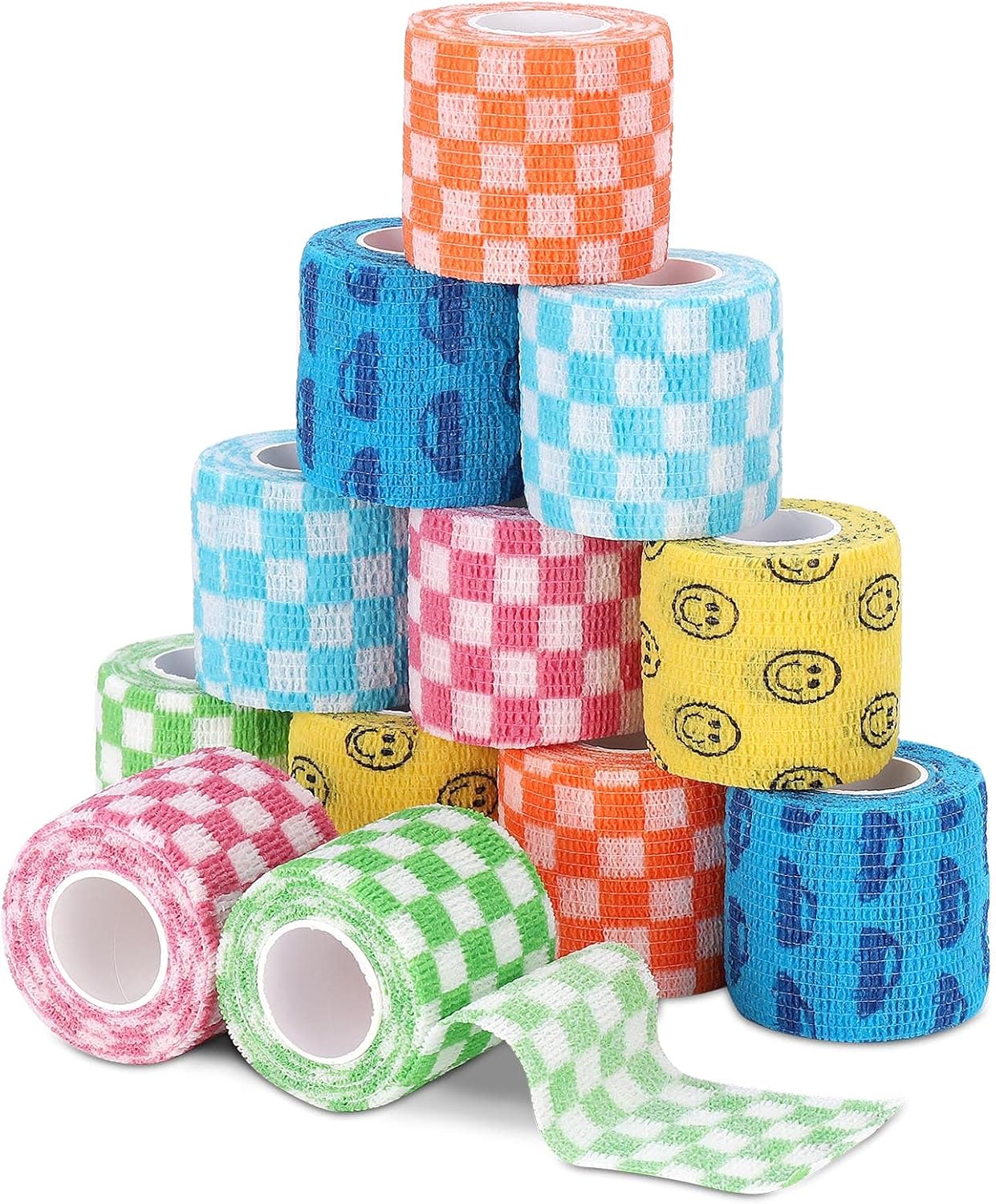 Vet Wrap Self Adhering Bandage Wrap Cohesive Bandage Multi-Function Wrap Tape for Dogs Cats Horses Birds Animals Non-Woven Strong Sports Tape for Wrist Healing Ankle Sprain & Swelling 12 Rolls