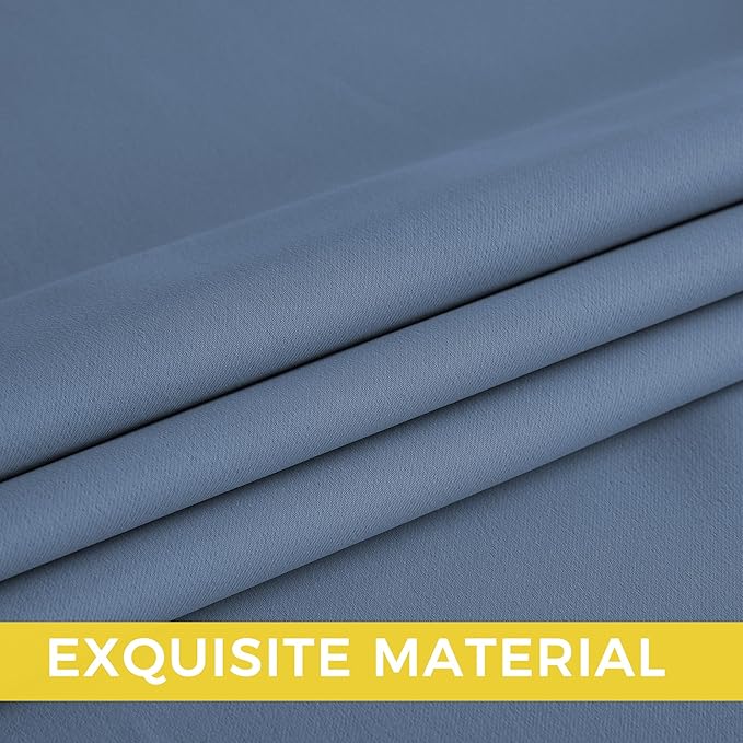 NICETOWN Blackout Curtains Grommet 2 Panels 72 Inches Long, Stone Blue