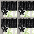 H.VERSAILTEX Blackout Curtain Valances for Kitchen Window/Living Room/Bathroom Privacy Added Rod Pocket Home Decoration Winow Valance, 52" W x 18" L, Glitter Stars in Black Base (Pack of 4)