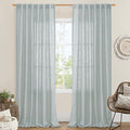 LAMIT Living Room Linen Curtains 95 Inch for Bedroom, Back Tab and Rod Pocket Linen Textured Sheer Panels Light Filtering Burlap Drapes for Farmhouse, 2 Panels, 52 x 95 Inch, Greyish Blue