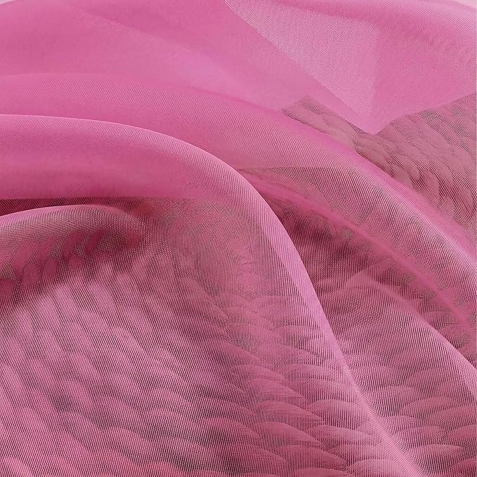 Gwine Short Kitchen Sheer Curtains 24 Inch Length - Light Filtering Voile Small Half Window Curtain for Basement, Rod Pocket Cafe Curtains for Bathroom Cabinet, 42Wx24L Inch, 2 Panels, Hot Pink