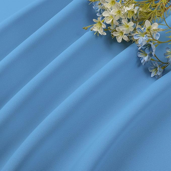 CUCRAF Light Blue Blackout Curtains 63 inch Length 2 Panels Set, Rod Pocket Room Darkening Drapes for Bedroom Living Room, Insulated Thermal Light Blocking Window Curtain (W52 x L63 Inch)