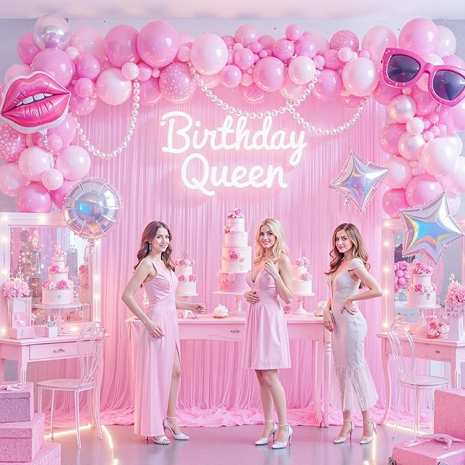 20ft x 12ft Pink Tulle Backdrop Curtain for Baby Shower Party Sheer Fabric Backdrop Curtains for Girls Birthday Gender Reveal Back Drop Wedding Photo Backdrop Drapes Background 4 Panels 5ft x 12ft