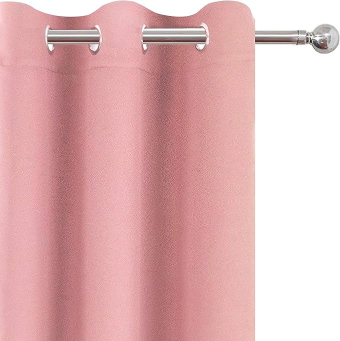 LEMOMO Pink Blackout Curtains 34 x 54 Inch Length/Set of 2 Curtain Panels/Thermal Insulated Room Darkening Blackout Curtains for Bedroom