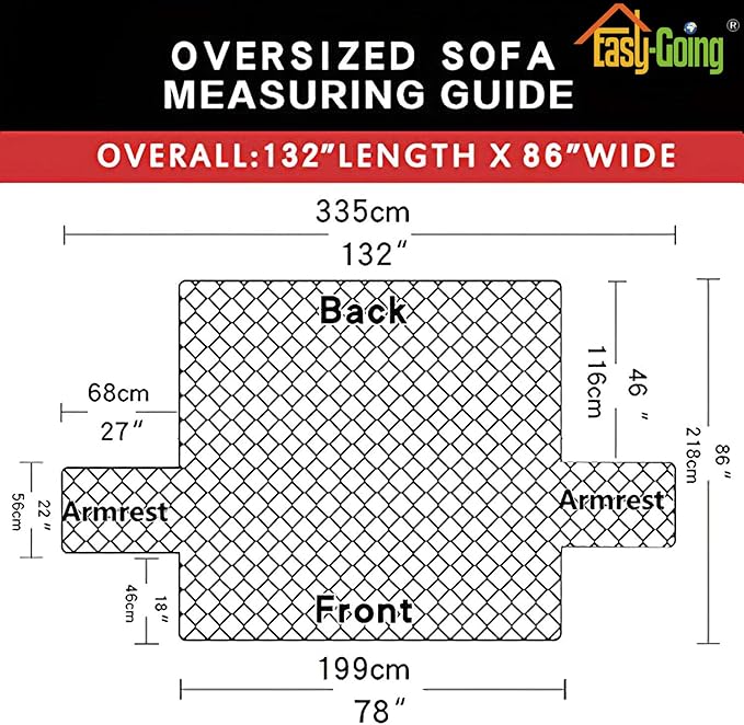 Easy-Going Reversible Oversized Couch Cover for 3 Cushion Couch Sofa Cover for Dogs Water Resistant Furniture Protector Cover with Foam Sticks for Pet (Oversized Sofa, White/White)