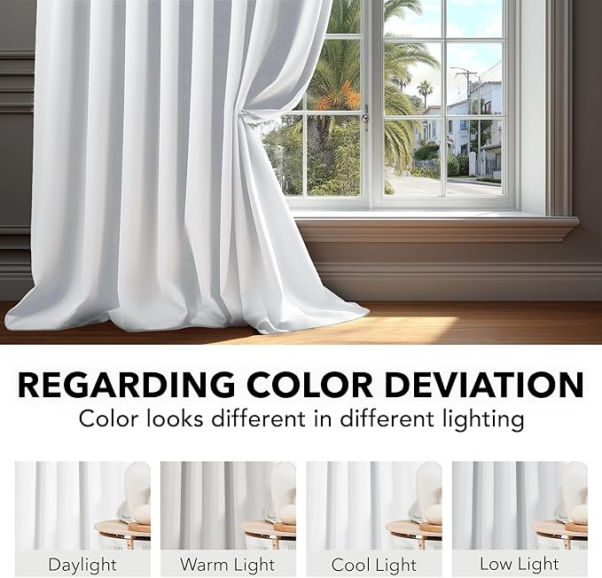 Deconovo Pure White Curtains for Living Room, Back Tab and Rod Pocket Curtain for Bedroom 84 Inches Long for Sliding Door, 42x84 Inch, 2 Panels