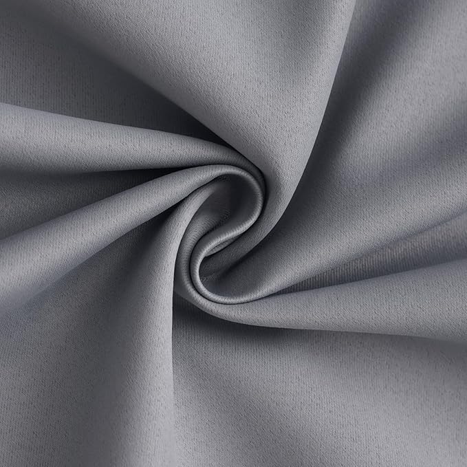 Yakamok 100% Blackout Curtain Panels 84 inches Cold and Light Blocking Drapes for Nursery, 2 Thick Layers Thermal Insulated Draperies (2 Pieces, 50 Wide Each Panel, Grey Front with White Backing)