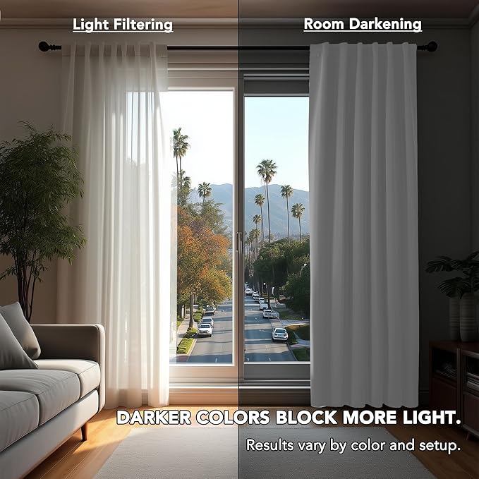 Deconovo Blackout Curtains, Thermal Insulated, W52 x L108 2 Panels, Back Tab, Machine Washable, Room-Darkening Drapes for Bedroom/Living Room Greyish White