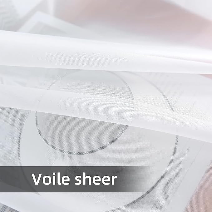 youleyar Solid Sheer Rod Pocket Curtain Voile Draperies 2 Panels White Beige Black Grey Coffee 42 Inch Width 45 Inch Long 1 Pair for Kitchen Bedroom Children Living Room Yard(White,42Wｘ45L)