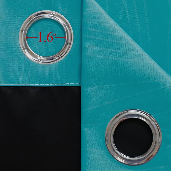 Estelar Textiler Ombre Teal and Purple Blackout Curtains 45 Inch Length 2 panels, Grommet Thermal Insulated Gradient Drapes for Kids Room, Full Light Blocking Blackout Curtains for Bedroom, 42x45 Inch