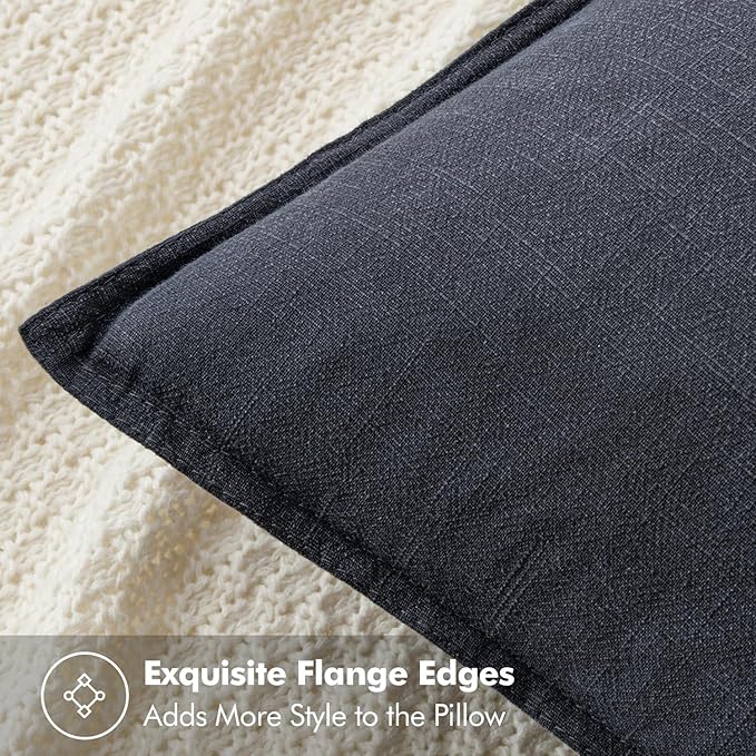 MIULEE Decorative Linen Pillow Covers 18x18 Inch Dark Gray Boho Farmhouse Neutral Couch Throw Pillows for Bed Pack of 2 Accent Modern Pillowcase Sofa Livingroom Home Decor