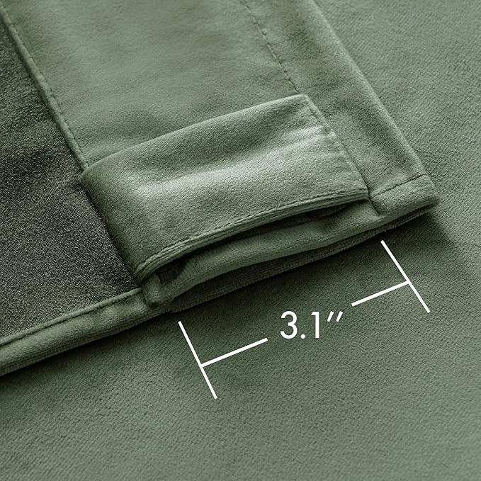 MIULEE Velvet Curtains 90 inches - Luxury Blackout Curtains for Bedroom Living Room Thermal Insulated Super Soft Window Drapes Rod Pocket & Back Tab, Sage Green, W52 x L90 inches, 2 Panels