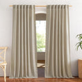 NICETOWN Taupe Curtains 84 inch Length 2 Panels Set, Rod Pocket & Back Tab Natural Linen Burlap Semi Sheer Window Treatments Privacy with Light Filtering for Bedroom/Living Room, W52 x L84
