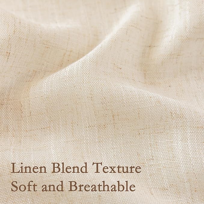 MYSKY HOME Bohemian Linen Sheer Macrame Curtains 72 Inch Length, Back Tab Country Farmhouse Light Filtering Privacy Short Drapes for Bedroom Living Room, 50" W×72" L, Linen, 2 Panels